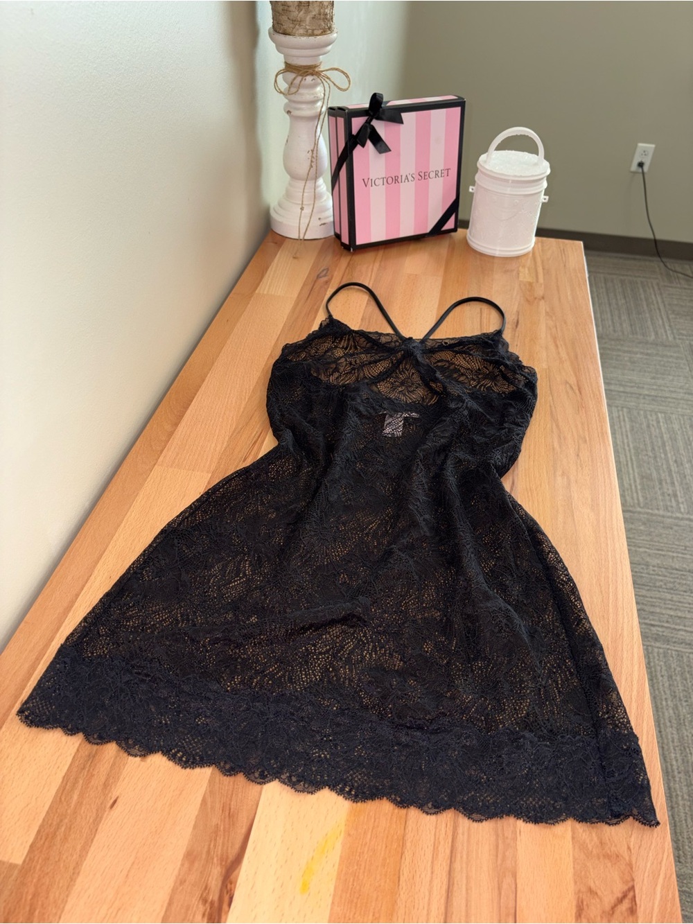 Black lace Victoria’s Secret sheer slip